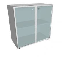 Шкаф низкий, широкий, стекло белое, рама алюминий IDEV86B А