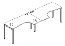 Рабочая станция столы Классика на каркасе DUE (2х160) А4 Б2 035-2 БП
