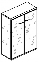 Шкаф средний со стеклянными дверьми в алюминиевой рамке (топ МДФ)  МР 9365