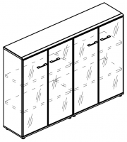 Шкаф комбинированный средний стеклянный дверки в рамке (топ МДФ) МР 9393