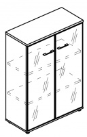 Шкаф средний со стеклянными дверьми в алюминиевой рамке (топ ДСП) МР 9465