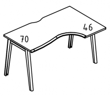 Стол эргономичный 'Классика' на металлокаркасе МТ (1 скос) правый  МР Б1Б 046.02