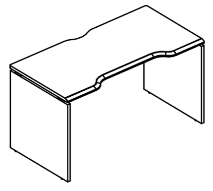Стол эргономичный "Симметрия" на каркасе ДСП (1 скос) вяз либерти / вяз либерти