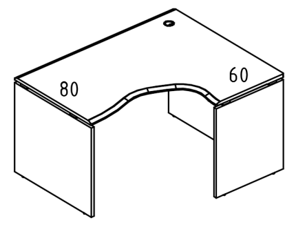 Стол эргономичный на каркасе ДСП (2 скоса) правый  вяз либерти / мокко премиум