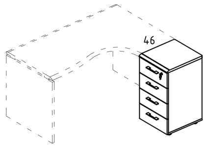 Тумба 4 ящика приставная с замком мокко премиум / вяз либерти / вяз либерти