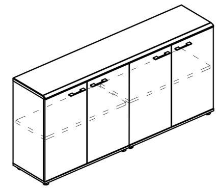 Шкаф низкий комбинированный закрытый (топ МДФ) вяз либерти / мокко премиум