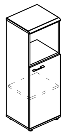 Шкаф средний узкий полузакрытый (топ МДФ) вяз либерти / мокко премиум