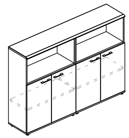 Шкаф средний комбинированный полузакрытый (топ МДФ) вяз либерти / вяз либерти
