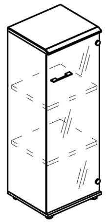 Шкаф средний узкий стеклянная дверь (топ МДФ) вяз либерти / мокко премиум