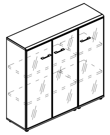  Шкаф средний комбинированный стекло в рамке (топ ДСП) вяз либерти / вяз либерти