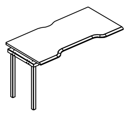 Секция стола станции Симметрия на опорах МТ 1 скос вяз либерти / белый, вставка белая
