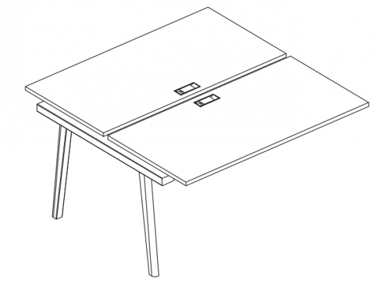 Секция стола рабочей станции (2х120) белый премиум