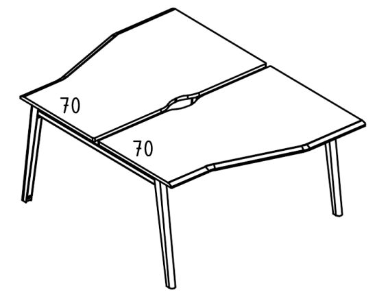 Рабочая станция Техно на каркасе МТ 1 скос (2х120)  вяз либерти / белый, вставка мокко